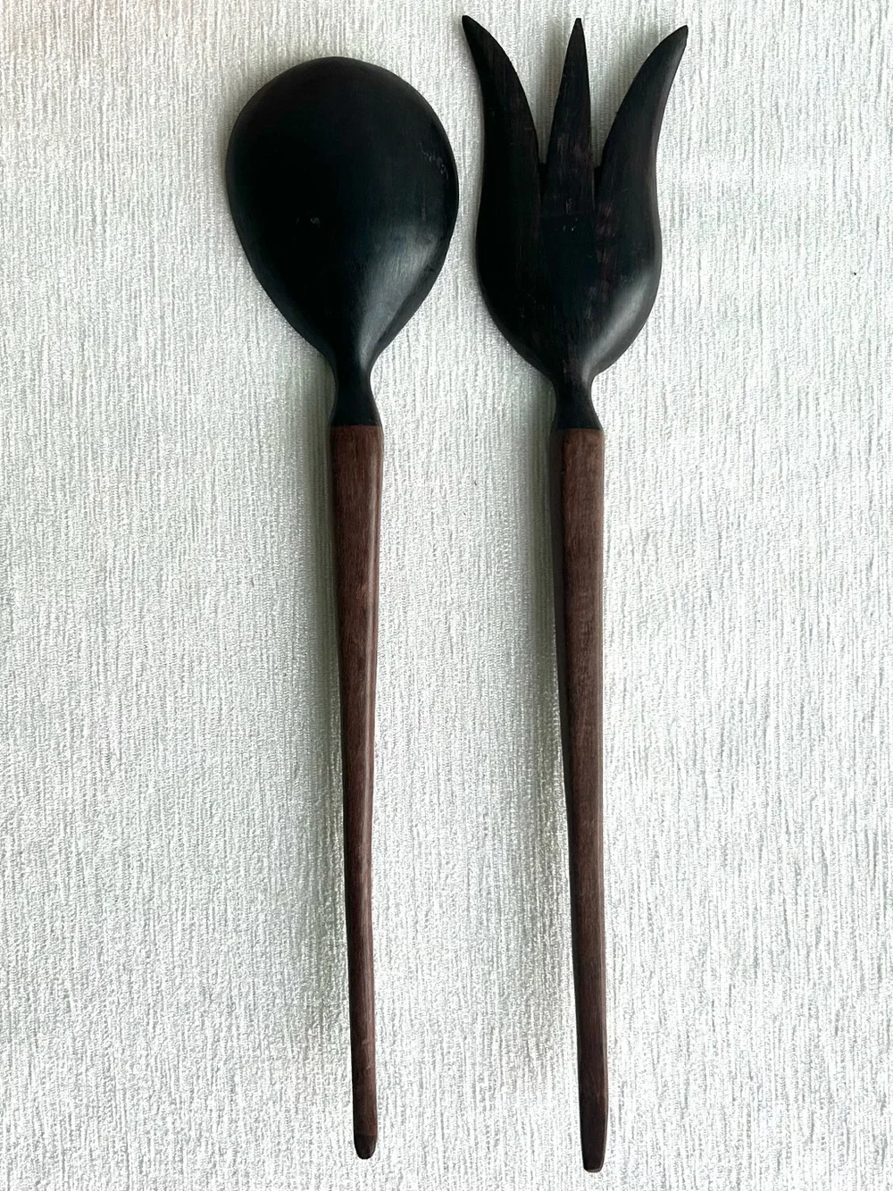 HANDCRAFTED exotic hard wood (ebony/rosewood) salad server set african ⭐️NEW⭐️
